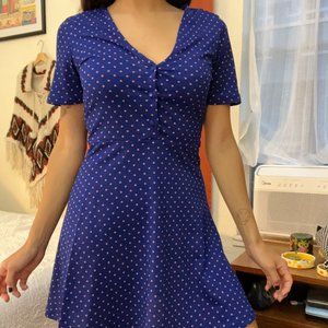 Zara Blue and Pink Polkadot Mini Dress